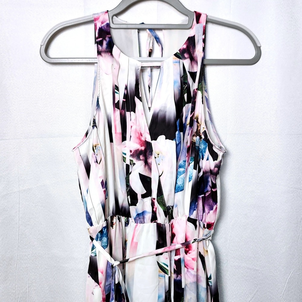 NEW JENNIFER LOPEZ ICE ANGEL BLOCK ROSE MAXI DRESS WOMENS LARGE
